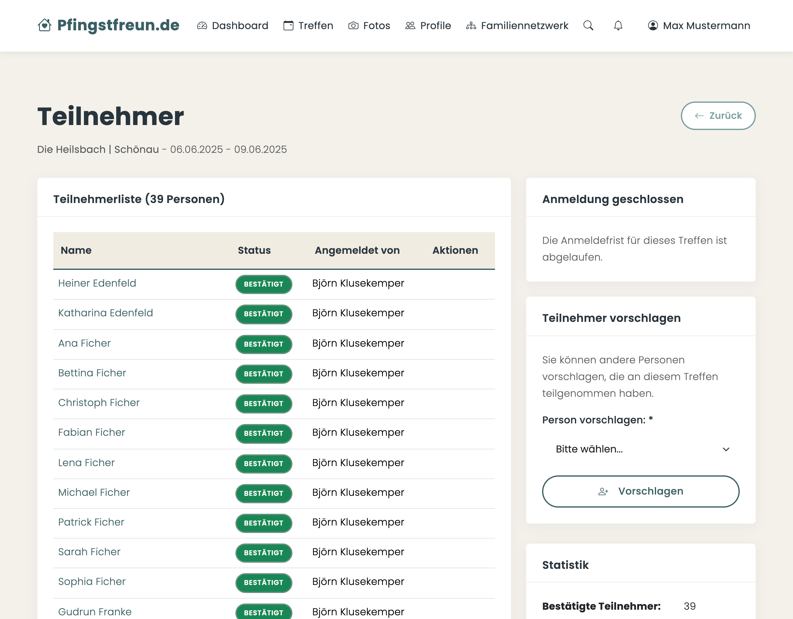 Teilnehmerliste